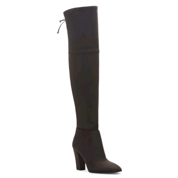 Sexy Vince Camuto Fitted Microsuede Dark Gray Over the Knee Boots - Picture 4 of 10